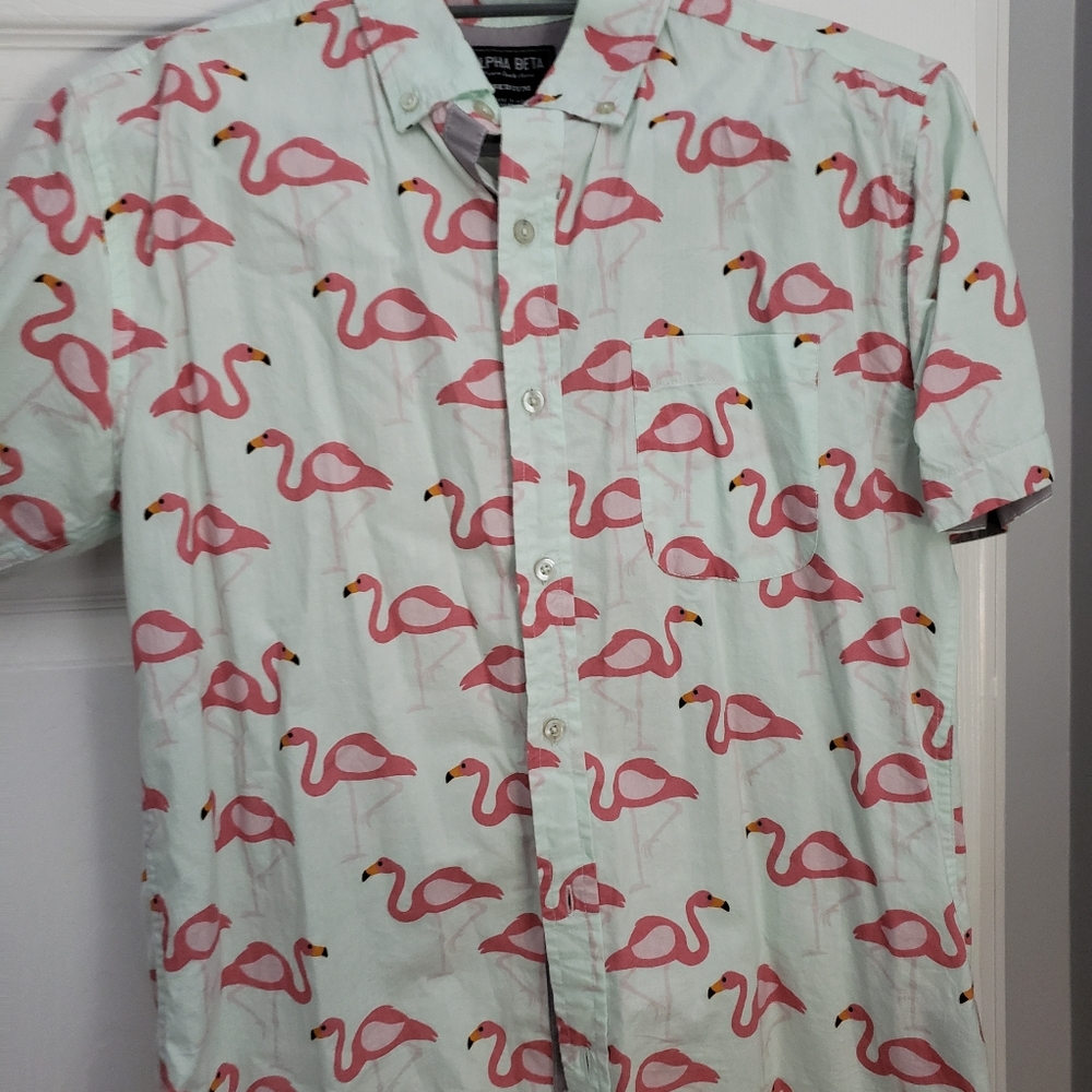 Men's flamingo button down size medium